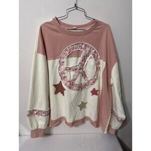 SAGE&FIG PEACE SIGN AND STAR PATCH SWEATSHIRT large